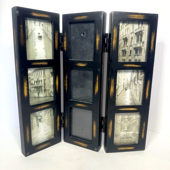 Umbra Mini Shoji Picture Frame Black Wood Tabletop Holds 1.5" x 2" Photos (x9) - Picture 1 of 5